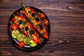 Pepper stuffed with groats and vegetables