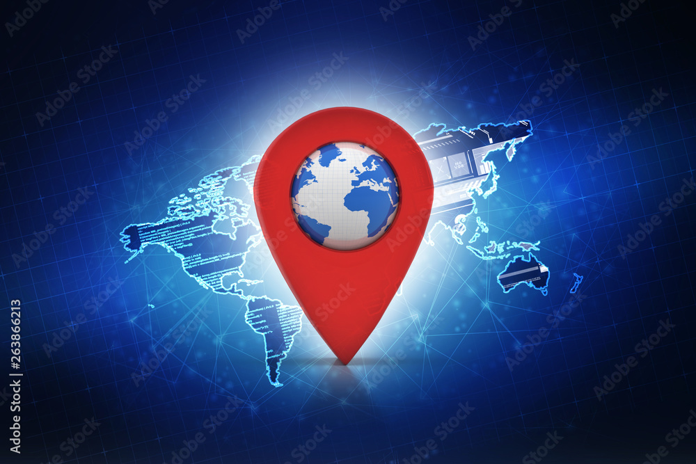 Poster 3d rendering travel and navigation planning