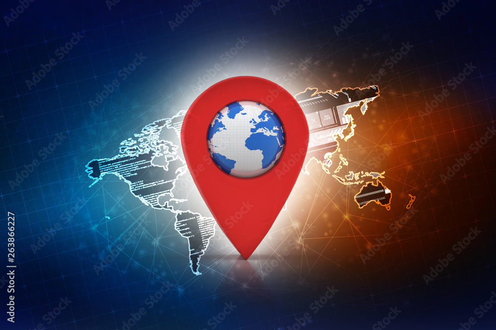 Poster 3d rendering travel and navigation planning