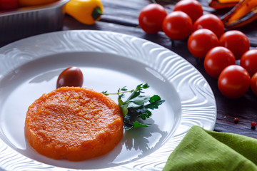 Mashed boiled carrots.