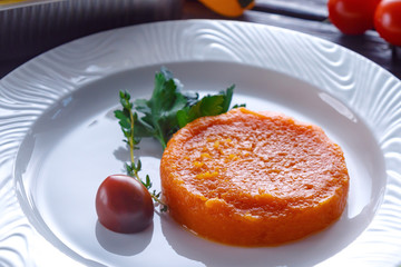 Mashed boiled carrots.