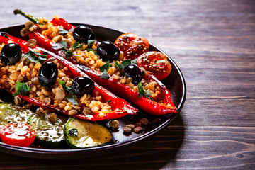 Pepper stuffed with groats and vegetables