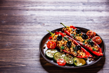 Pepper stuffed with groats and vegetables
