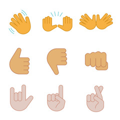 Hand gesture emojis color icons set