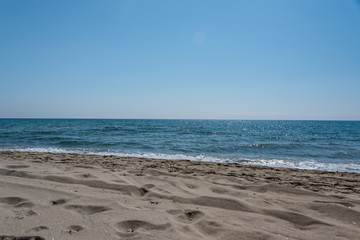 Fototapeta na wymiar Empty Beach on the Southern Italian Mediterranean Coast