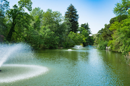 fountains  in water,   Margherita Gardens, Bologna, Italy