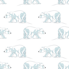 Bear seamless pattern. Background  with cute bear. Vector seamless pattern.