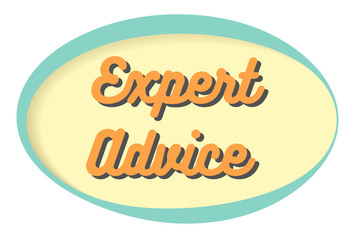 Expert Advice sticker. Volume frame with shadow. Speech bubble in retro style.