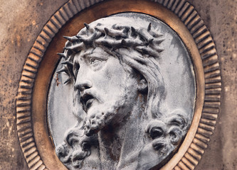 Detail of an old grave on a Powazki Cemetery, historic cemetery located in the Wola district of Warsaw city, Poland