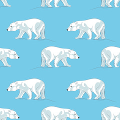 Bear seamless pattern. Background  with cute bear. Vector seamless pattern.