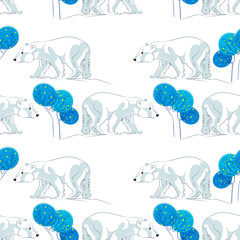 Bear seamless pattern. Background  with cute bear. 