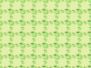 top view of textured pattern with handmade paper apples isolated on green