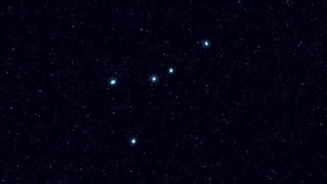 Cancer (The Crab) constellation, gradually zooming rotating image with stars and outlines, 4K educational video 