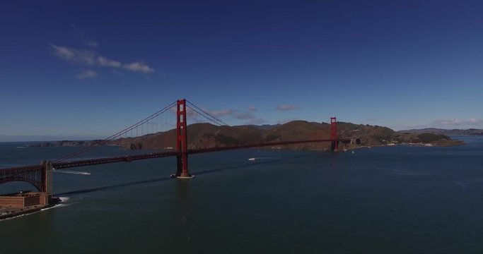 Golden Bridge, San Francisco: Aerial view of the famous California destination in the bay area.