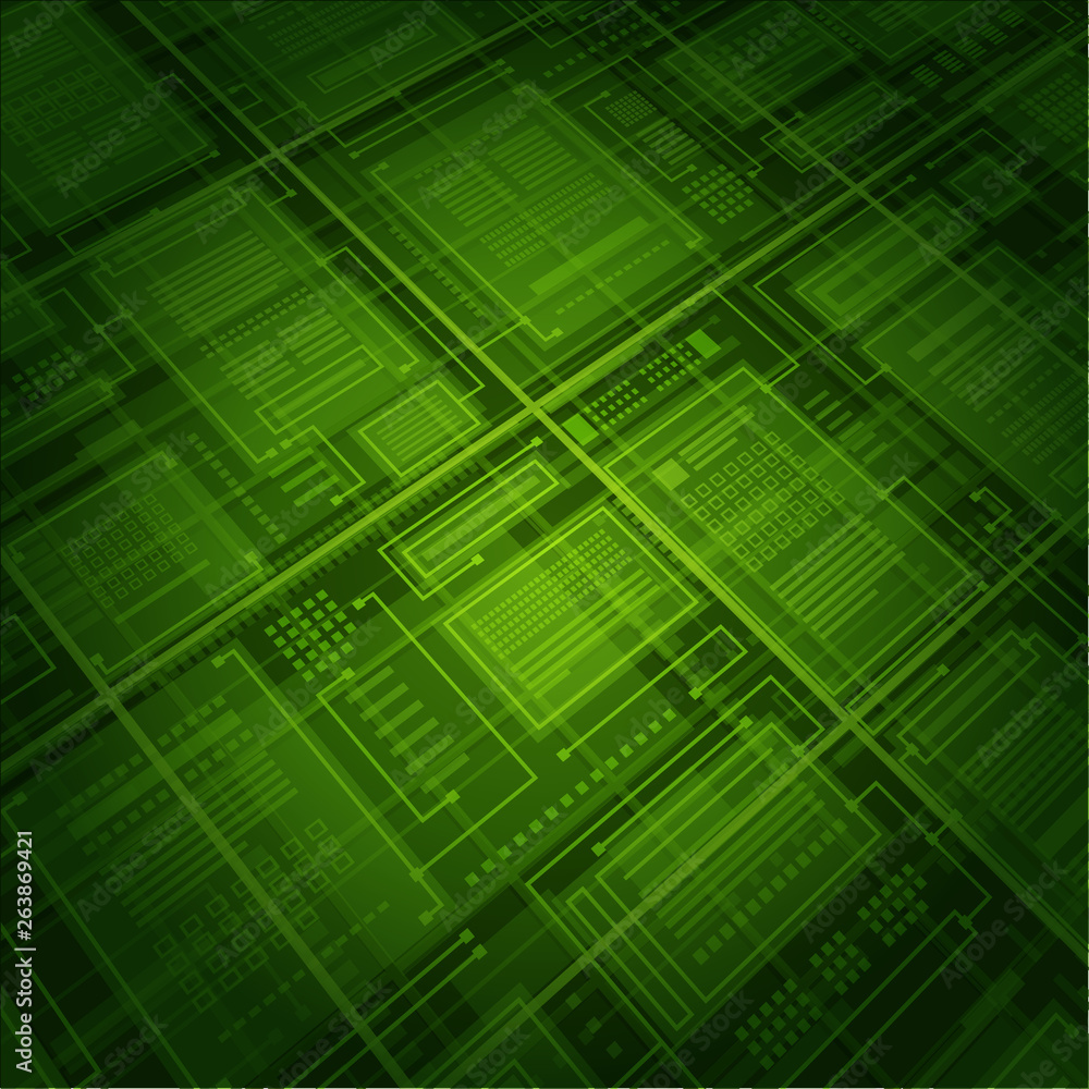 Aufkleber abstract database technology green connections inspace vector background.