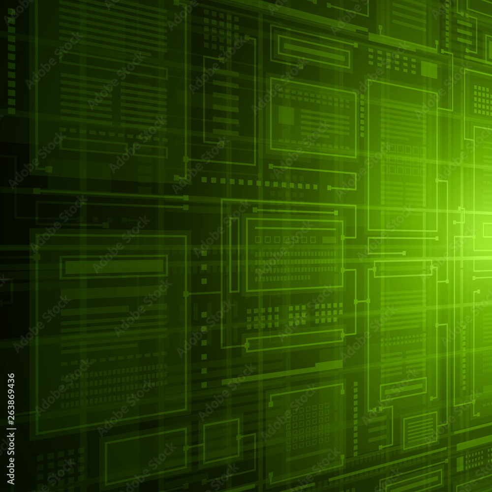 Poster abstract database technology green connections inspace vector background.