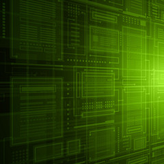 Abstract database technology green connections inspace vector background.