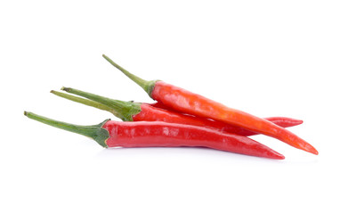 Red Spicy Chili Peppers Isolated on White Background