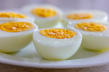 Cut boiled eggs with salt put as flower