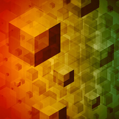 Abstract geometric 3d cubes technology vector background.