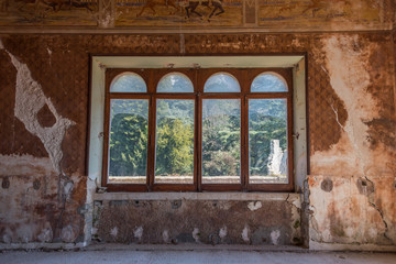 Fototapeta na wymiar Interior of a an Ancient Abandoned Castle in Southern Italy