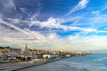 Lisbon, Portugal skyline and cityscape of the cruise port on the Tagus River © Hladchenko Viktor