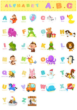 illustration of animal alphabet letter a-z