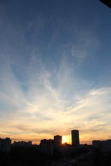 Fototapeta na wymiar sunset over city