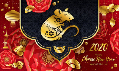 2020 Happy Chinese new year background with Rat.