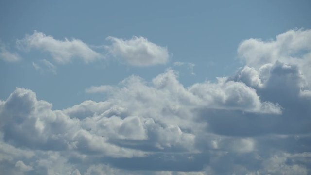Only summer blue sky with dynamic metamorphic white-gray clouds. Full HD Time Lapse footage