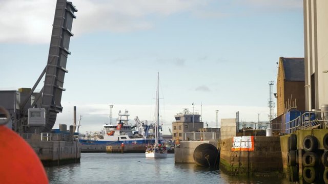 Sailing in the docks in Peterhead, Scotland