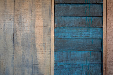 Background textures or old wooden wallpapers laid the vertical and horizontal, blue and gray  painted in retro style.