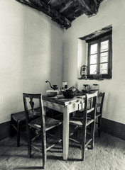 Old table with chairs