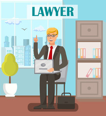 Lawyer, Legal Advisor Flat Vector Banner Template
