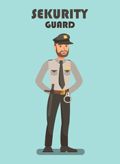 Security Guard on Mission Vector Poster Template