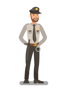 recommend clip art: Police Officer in Uniform Flat Vector Illustration