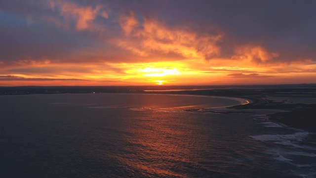 Drone Aerial Sunset Footage of the Coastline at Cronulla, Sydney, NSW, Australia. Stunning Sunset Shot at 50FPS.