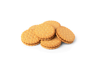 Cookies with milk filling isolated on white background