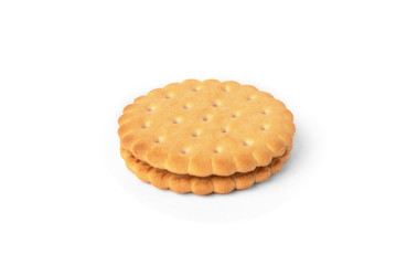 Cookies with milk filling isolated on white background