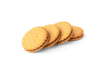 Cookies with milk filling isolated on white background