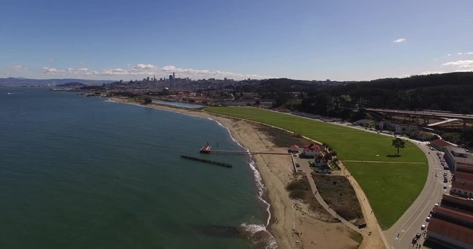 Aerial view of Downtown San Francisco from the Golden Bridge by Airflow Creations