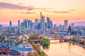 View of Frankfurt city skyline in Germany - obrazy, fototapety, plakaty
