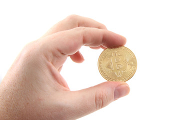 bitcoin in the human hand
