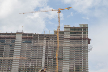 Construction of a new district. High rise building under construction