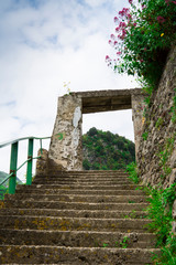 Fototapeta premium stiars, stone wall and lemon along hiking path Valle delle Ferrierie, Amalfi Coast, Italy