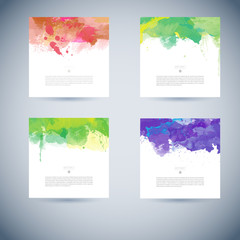 Vector set of watercolor background card template