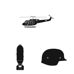 Vector design of weapon and gun logo. Set of weapon and army stock symbol for web.