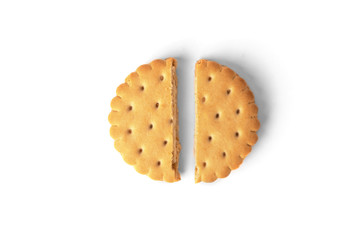 Cookies with milk filling isolated on white background
