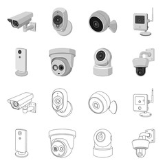 Vector design of cctv and camera icon. Collection of cctv and system stock vector illustration.