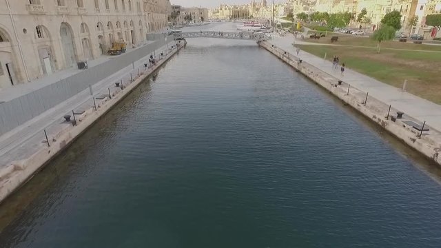 AERIAL: Tilt Shot over Bormla Harbour in Malta